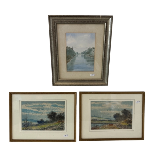 1996 - Three watercolours, to include: Mo Hutchess[?] - Clifton Suspension Bridge, signed indistinctly lowe... 