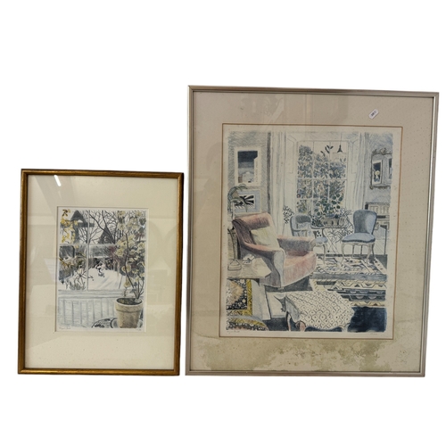 1999 - Virginia Powell (1939) - Two signed limited edition lithographs in colours, one titled 'Pink Chair a... 