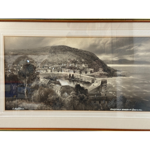 1989 - After C. Russell - Three embellished prints of Somerset and Cornwall scenes: Alcombe, Polperro and M... 