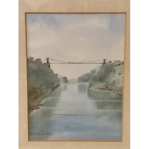 1996 - Three watercolours, to include: Mo Hutchess[?] - Clifton Suspension Bridge, signed indistinctly lowe... 