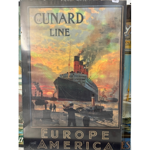 1997 - Five colour prints of Liners, to include: The Blue Funnel Line, Cunard Line -Europe to America, Amer... 