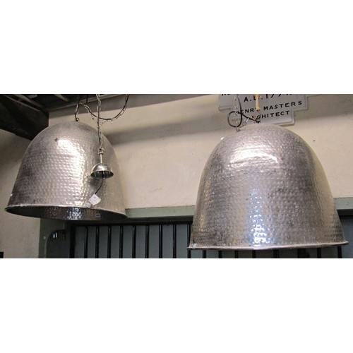 1421 - Pair of large Sia domed bell shaped pendant lights, 62cm diameter