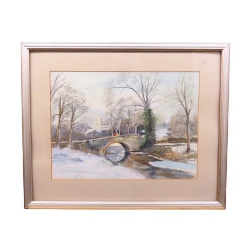 2 - Eunice Deeley: Winter Reflections, watercolour, signed lower right, 38cm x 28cm