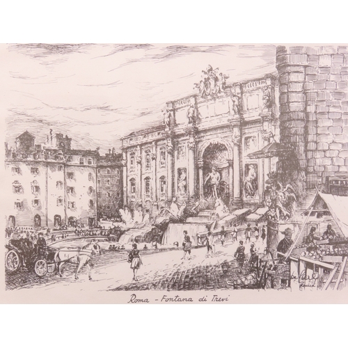 11 - Italian school, 20th century etching of Fontana di Trevi, Roma, signed in print lower right, 32cm x ... 