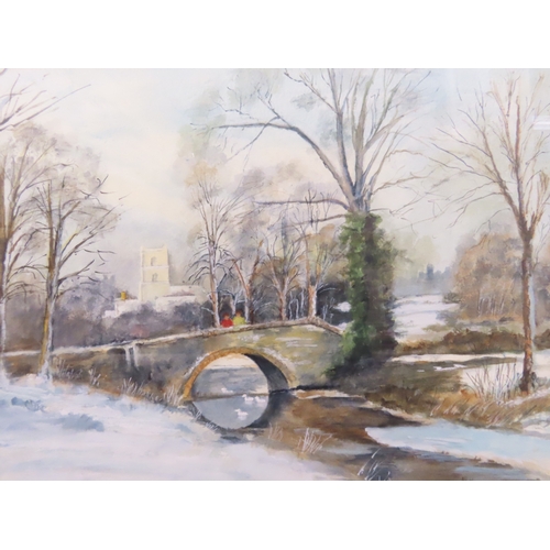 2 - Eunice Deeley: Winter Reflections, watercolour, signed lower right, 38cm x 28cm