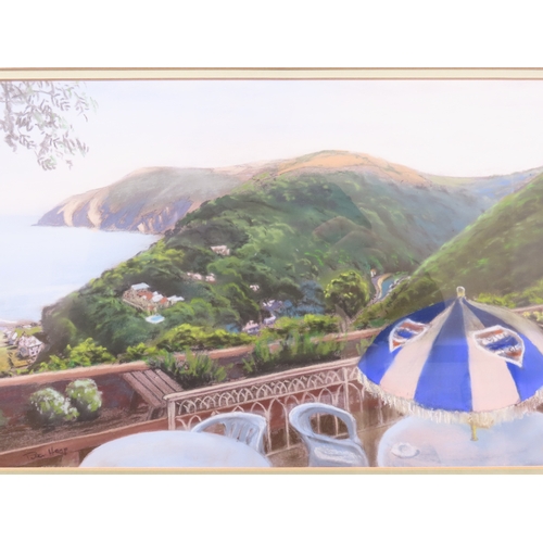 23 - Peter Hesp (1927-2015): Lynmouth (From Crown Hotel Terrace) pastel, signed lower left, 48cm x 24.5cm