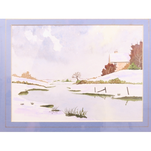 29 - British school, 20th century, Dry, Crisp and Even, a snowy landscape, watercolour, 34cm x 25cm