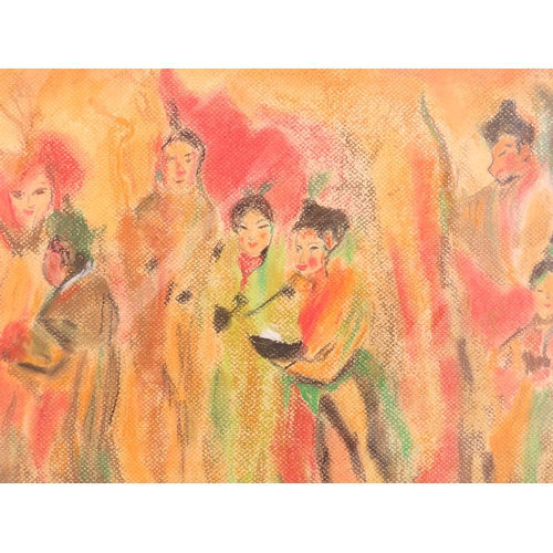 33 - British Contemporary, eastern figures, pastel, 40cm x 28cm