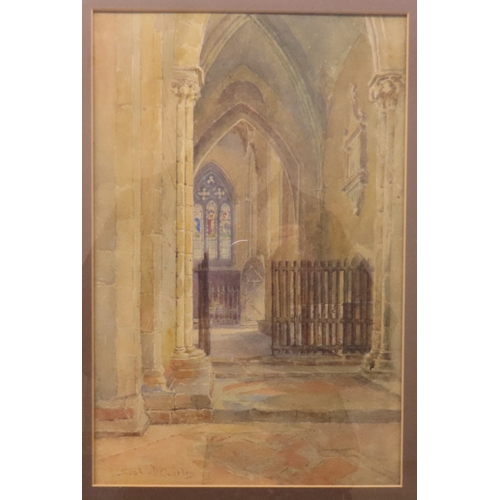 35 - Sophie D'Ouseley (1851-1932) Cathedral interior, watercolour, signed lower left, 25cm x 38cm