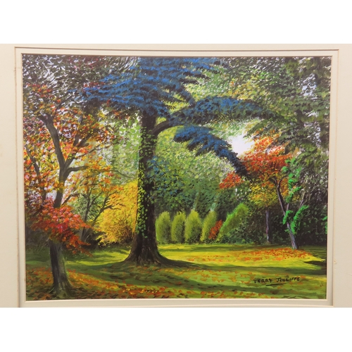 37 - Terry Jolliffe: Spring trees, acrylic, signed lower right, 46cm x 37cm (unframed)