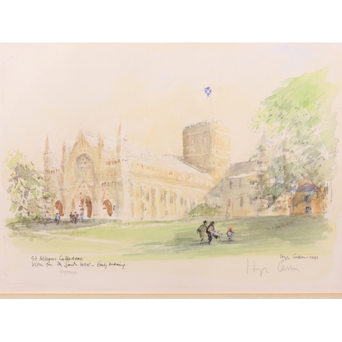 61 - Hugh Casson: St Albans Cathedral, View from the South West early morning, signed numbered limited ed... 