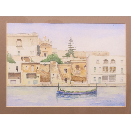 66 - R. Foy: Gondalas in Italy, watercolour, signed and dated lower right, 31cm x 22cm