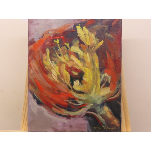 69 - French school, 20th century impressionist study of flowers, indistinctly signed lower right, oil on ... 