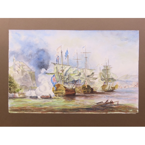 76 - A. Ward: After The Capture of Portobello, Maritime scene, watercolour, signed and dated lower right,... 