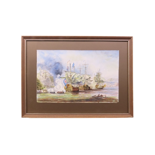 76 - A. Ward: After The Capture of Portobello, Maritime scene, watercolour, signed and dated lower right,... 