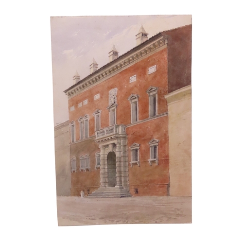 177 - A 19TH CENTURY WATERCOLOUR STUDY OF A GEORGIAN TOWN HOUSE, on wove paper. 29.5cm x 19cm