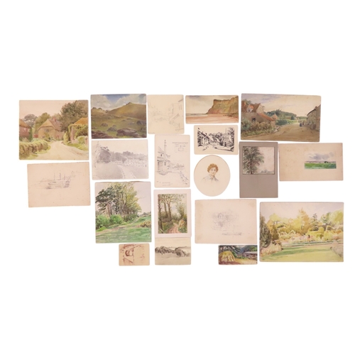 178 - A COLLECTION OF 19TH AND EARLY 20TH CENTURY ORIGINAL PAINTINGS AND DRAWINGS, including watercolour o... 