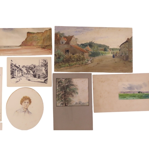 178 - A COLLECTION OF 19TH AND EARLY 20TH CENTURY ORIGINAL PAINTINGS AND DRAWINGS, including watercolour o... 