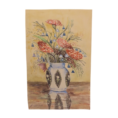 179 - AN EARLY 20TH CENTURY STILL LIFE WATERCOLOUR STUDY OF A VASE OF FLOWERS, watercolour on paper, signe... 