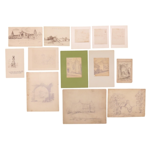 182 - A COLLECTION OF 19TH AND EARLY 20TH CENTURY ARCHITECTURAL DRAWINGS, including a study of an Abbey da... 