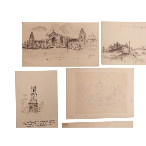 182 - A COLLECTION OF 19TH AND EARLY 20TH CENTURY ARCHITECTURAL DRAWINGS, including a study of an Abbey da... 