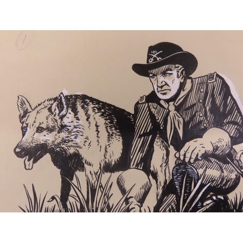 184 - AN ORIGINAL 1950’s PEN AND INK ILLUSTRATION FOR THE ADVENTURES OF RIN TIN TIN “RUSTY’S REWARD”, ink ... 