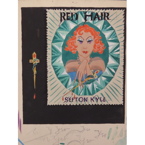 192 - 1930’S ART DECO ORIGINAL ILLUSTRATION, possibly a book design illustration for “Red Hair” by author ... 