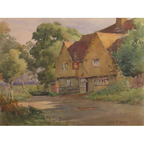 196 - BRITISH SCHOOL WATERCOLOUR OF A VILLAGE PUB, LATE 19TH CENTURY, watercolour on Windsor and Newton bo... 