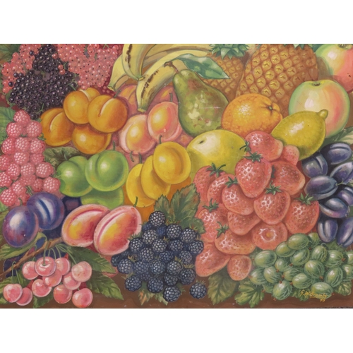 201 - A STILL LIFE STUDY OF FRUIT, 20TH CENTURY, watercolour and gouache on board, signed and dated 1949 l... 