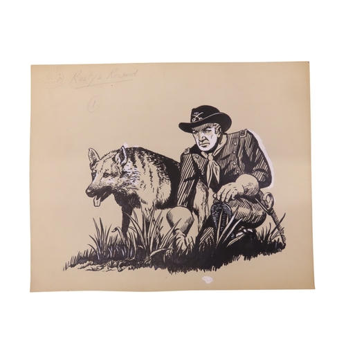 184 - AN ORIGINAL 1950’s PEN AND INK ILLUSTRATION FOR THE ADVENTURES OF RIN TIN TIN “RUSTY’S REWARD”, ink ... 