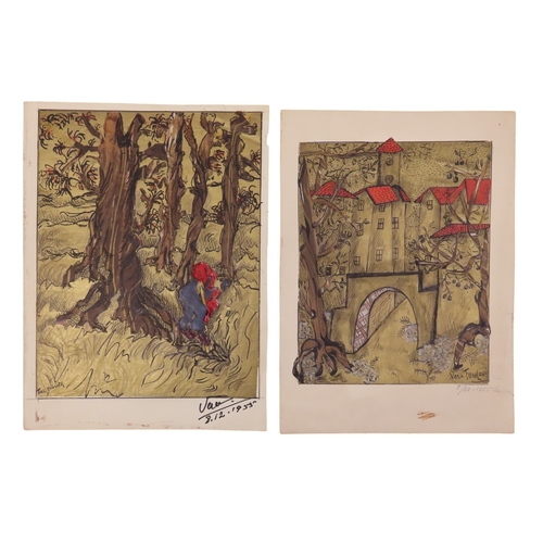 187 - PAIR OF MID 20TH CENTURY MIXED MEDIA COLLAGES, one titled “The Digger”, signed lower right and dated... 