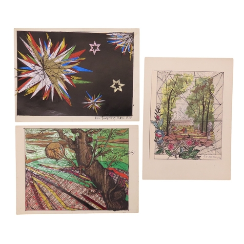 188 - THREE MID 20TH CENTURY ABSTRACT COLLAGES, one inscribed “New York” and dated 1955, each signed. Larg... 