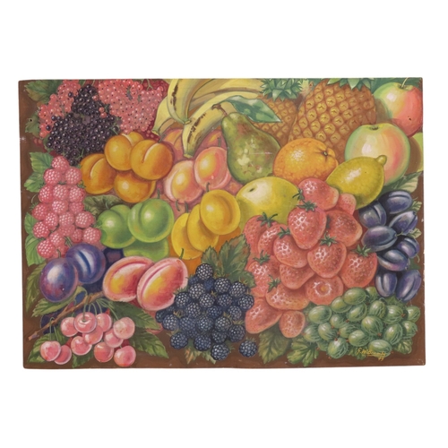 201 - A STILL LIFE STUDY OF FRUIT, 20TH CENTURY, watercolour and gouache on board, signed and dated 1949 l... 