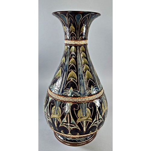 35A - Doulton Lambeth vase by Frank butler 1876, with repeating geometric decoration (af restoration to ne... 