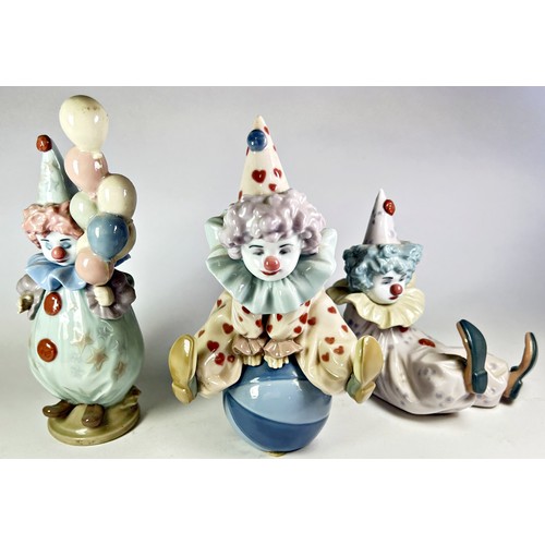 11 - A collection of Lladro including three clown figures and nine character figurines and a goose