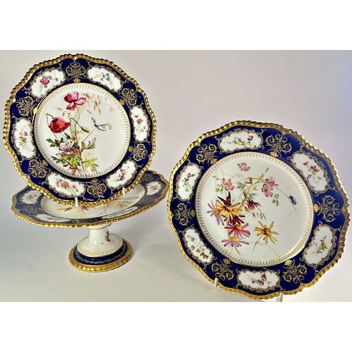 57 - A Royal Worcester comport, further low comport, and plate (all af)