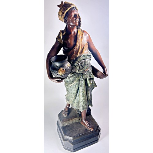 59 - Johann Maresch (Austrian 1821 - 1914) A continental terracotta water carrier figure group signed wit... 