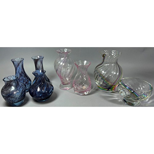 181 - A collection of seventeen Caithness glass vases, and a bowl, of varying designs and patterns.