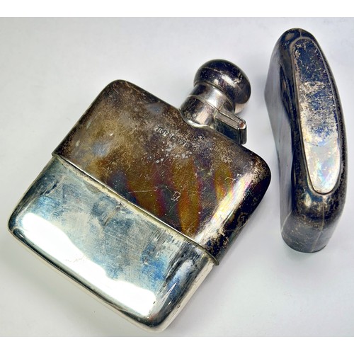 230 - A silver hip flask with working screw top and hinge, Birmingham, 1938, maker Robert Pringle & Sons, ... 