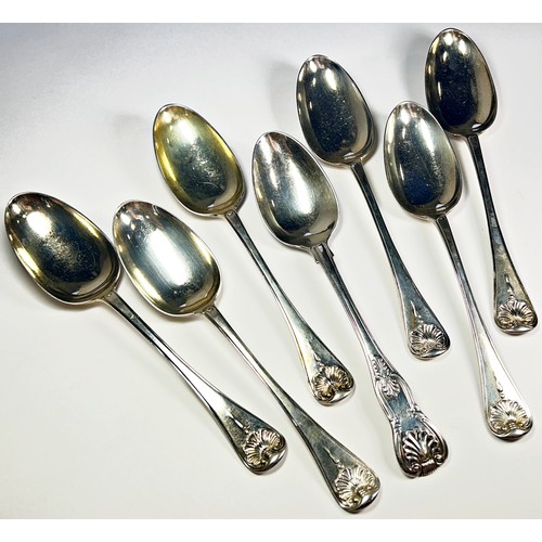 236 - A selection of Victorian silver Kings pattern flatware, including seven serving spoons, six dessert ... 