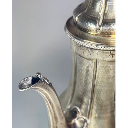 245 - A Victorian silver coffee pot, Sheffield, 1864, maker Martin Hall and Co 26.5oz
Ivory licence ref:  ... 