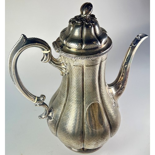 245 - A Victorian silver coffee pot, Sheffield, 1864, maker Martin Hall and Co 26.5oz
Ivory licence ref:  ... 