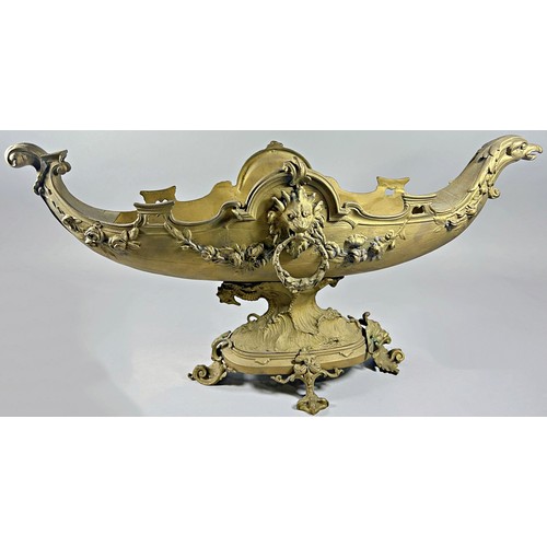 251 - A 19th century German elaborate open boat shaped centrepiece decorated with flowers and fantastical ... 