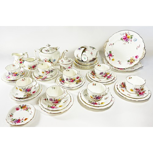 15 - A Royal Crown Derby floral pattern tea service for twelve with additional jam pot and cover, sandwic... 