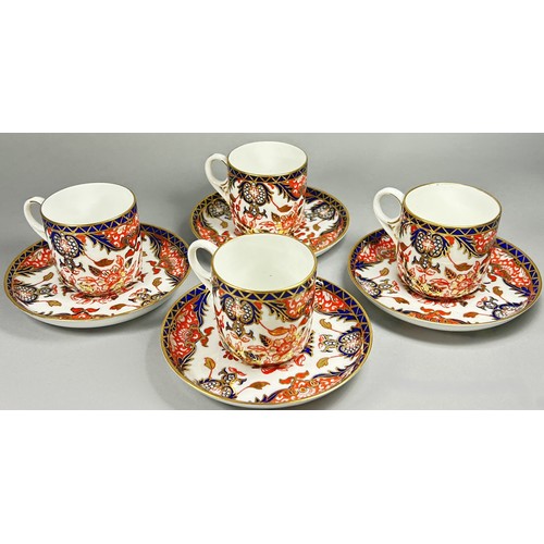 116 - Royal Crown Derby - set of four coffee cups and saucers with tiny handles, Kings pattern, 1907 & 190... 