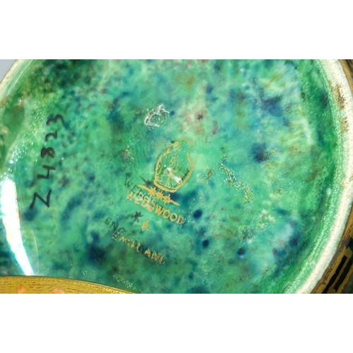 129 - Wedgwood lustre - two bowls, one with mottled marbled glaze overlaid with butterflies within geometr... 