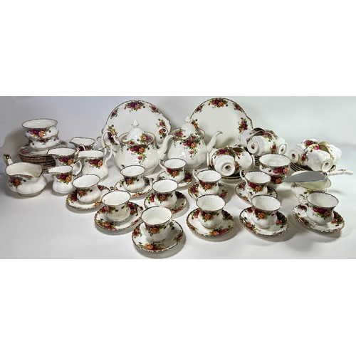 9 - A large collection of Royal Albert Old Country Roses pattern tea wares, 12 large and 12 small cups a... 