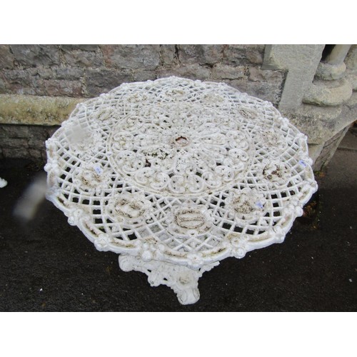 1009 - A vintage heavy gauge, cast alloy garden terrace table with signs of zodiac to top and layers of ove... 