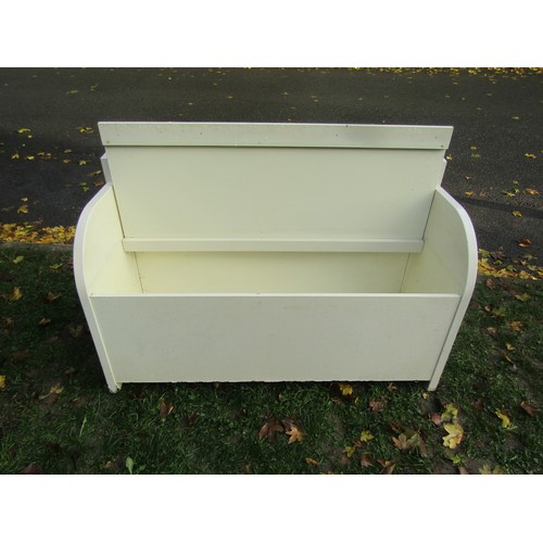 1019 - A small painted wooden bench with hinged box seat, 115cm