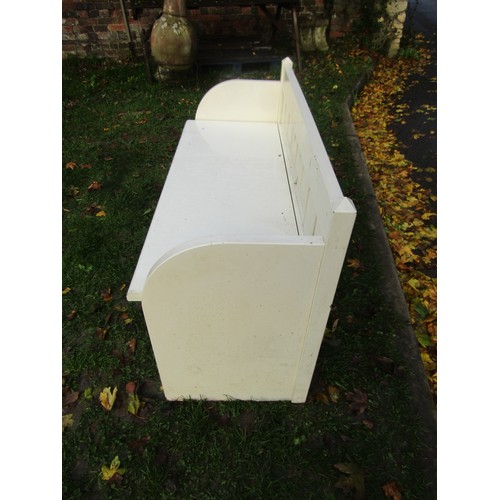 1019 - A small painted wooden bench with hinged box seat, 115cm